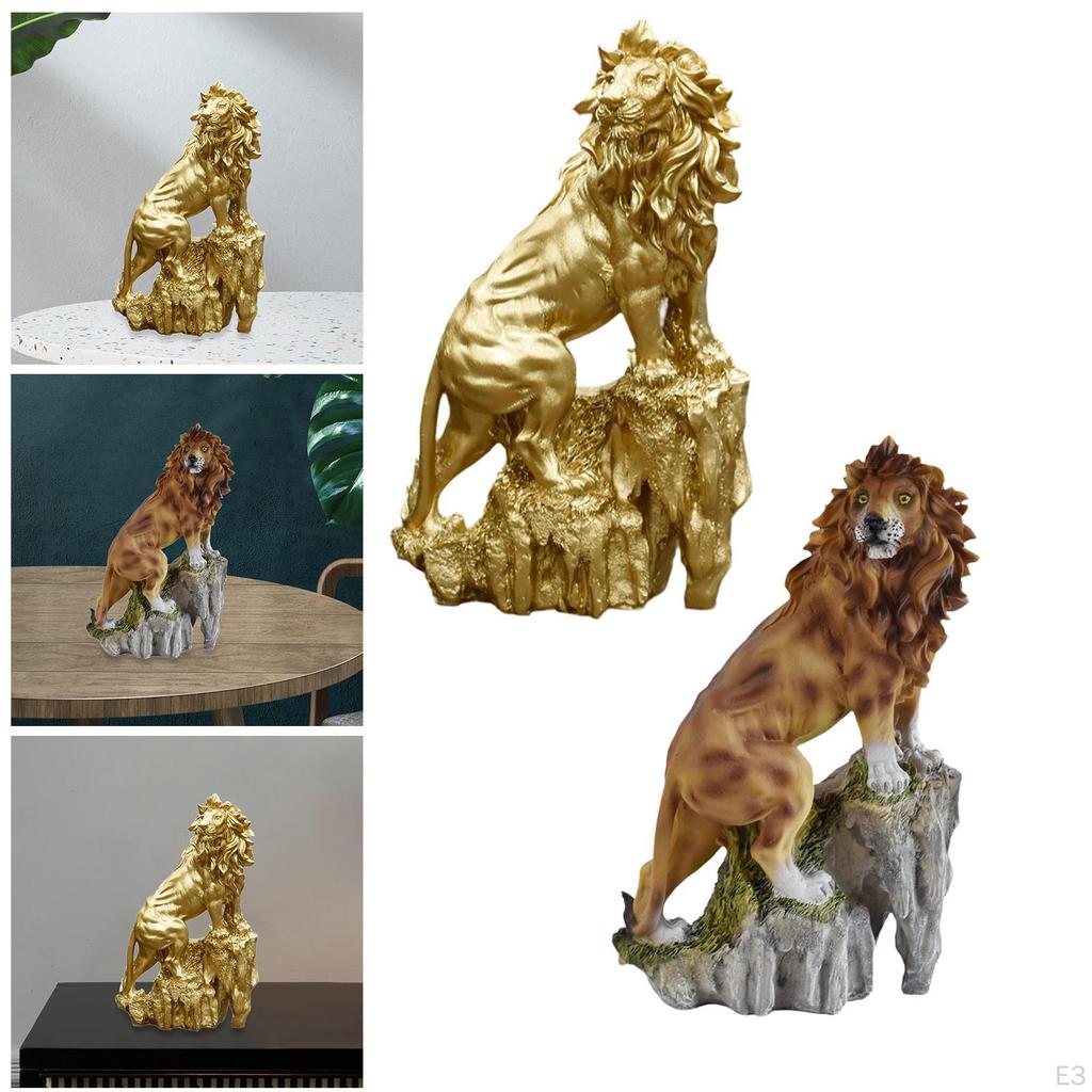 Lion Figurine In Resin, 11.42inch Height, Tabletop Decor for Cafes And