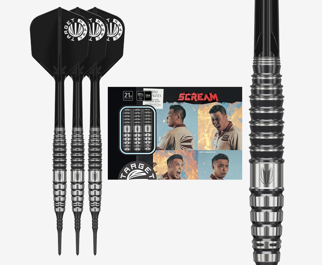 Target Japan PRIME SERIES SCREAM G1 MAX 90% 21g 2BA SOFT TIP DARTS | 90% Tungsten K-Flex 2BA Soft Tip Dart Set, 21.0G | K-Flex No. 6 Shape Flights
