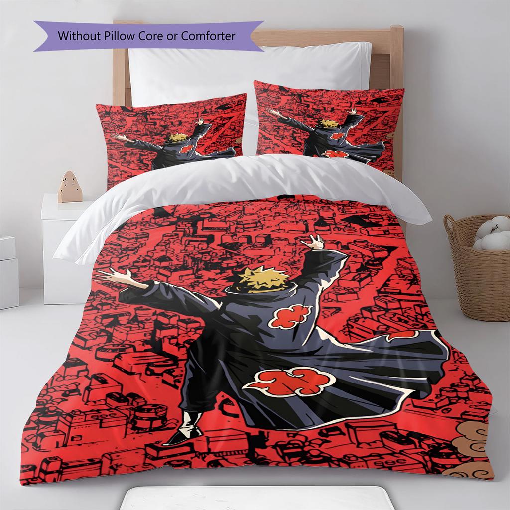 Naruto Battle Action Bedding Set Anime Duvet Cover Polyester Soft Comforter Set -QJY