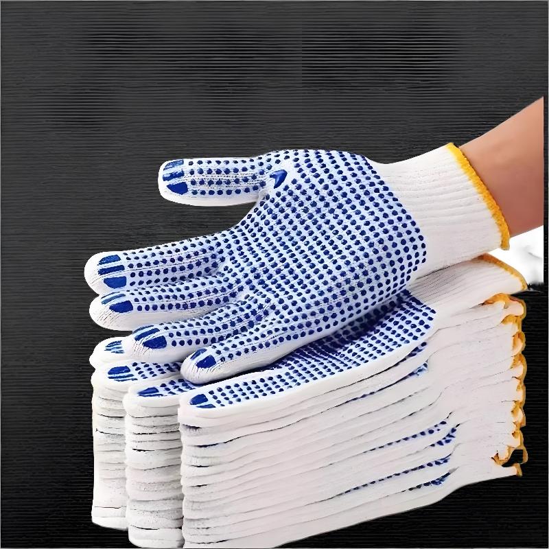 10Pairs Cotton Work Gloves With Anti-Slip Dots Grip Safety Gloves For Men Women Painter Gardening Garage Warehouse Construction