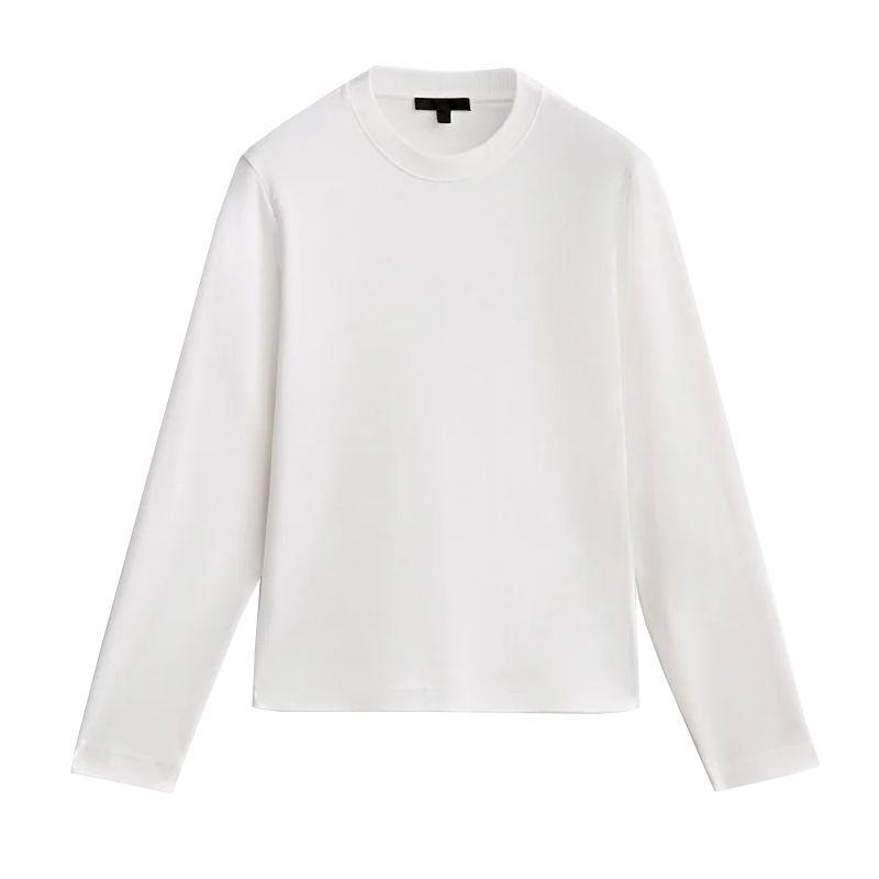 MD Spring New Arrival Women's Clothing Minimalist Style Basic All-Matching round Neck Cotton Base Long Sleeves Heavy Weight T-shirt 6884905