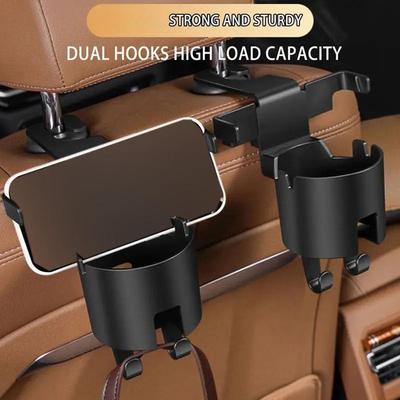 Car Seat Headrest Hook Hanger Storage Organizer Universal With Cup Holder For Handbag Fit Universal Vehicle Car Accessories