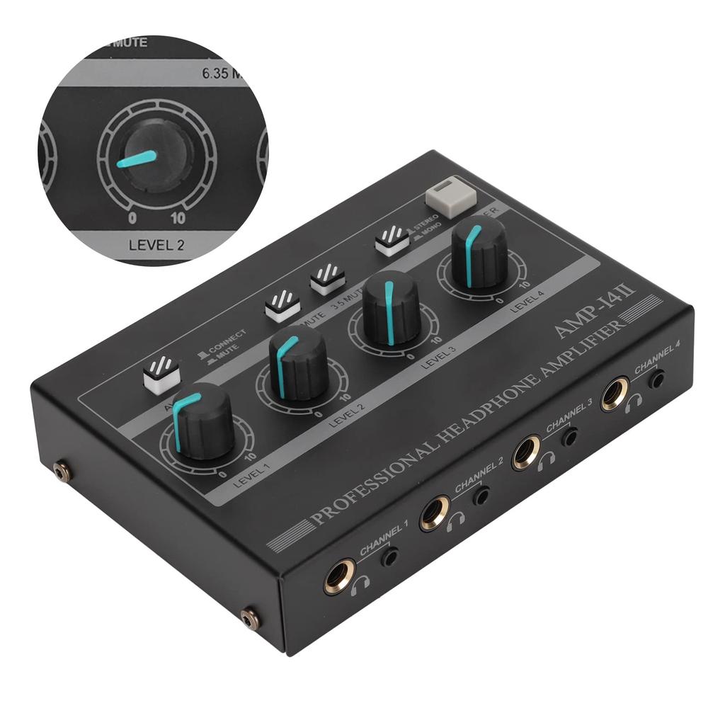 4-Channel Headphone Amplifier Performance, Four Independent Stereo High-Power Amplifiers, Compact Headphone Amplifier System (US Plug)