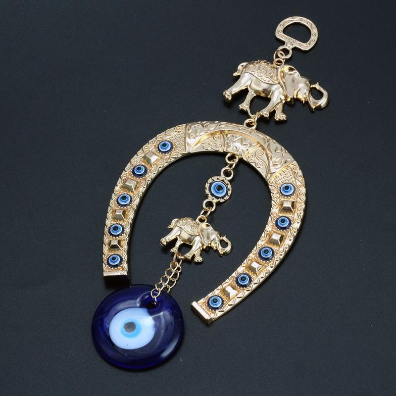 Blue Evil Eye Hanging Decoration Turkish Evil Eye Elephant Statues Wall Hanging Home Decor Pendant Decor
