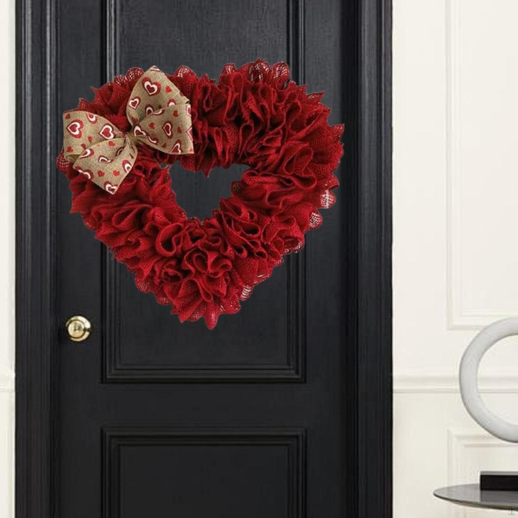 Heart Wreath Versatile Front Door Decoration for Engagement Celebration Wall Style A