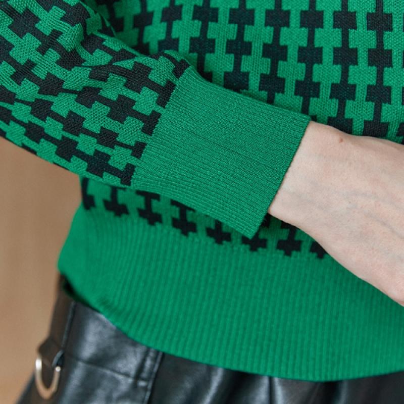 Maxza Square Pattern Knit Zip Up Jumper Zc10qj006on