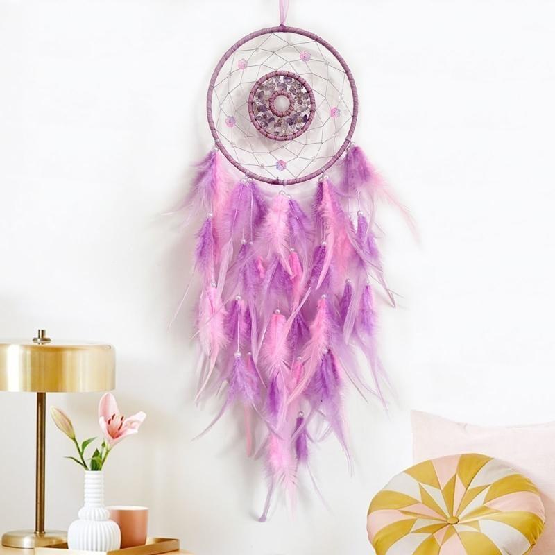 Feathered and Flower Beads Handwoven Dreamcatchers for Home or Party Wall Decors