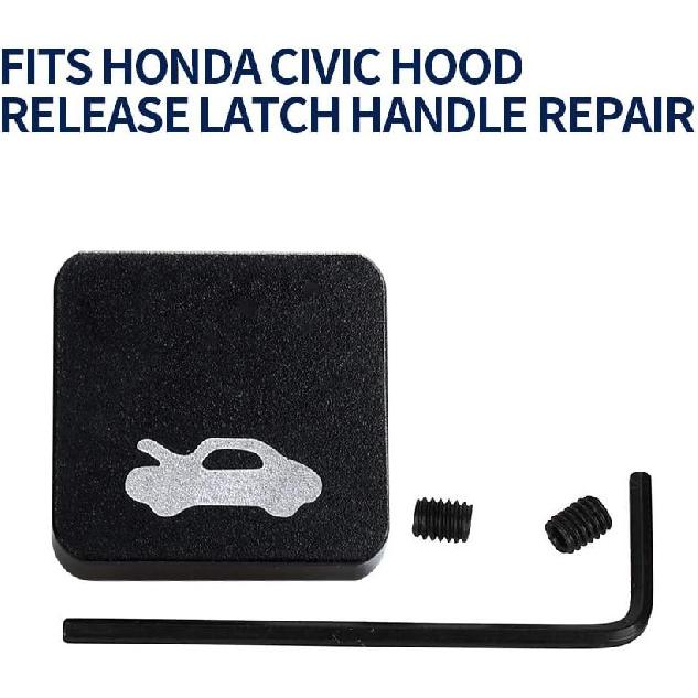 Hood Release Latch Handle Repair Kit Replacement for Honda Civic 96-2011, CR-V 97-2006, Element 03-2011, Heavy Duty Billet Aluminum Hood Latch