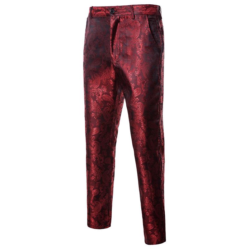 Men's Slim Fit Dark Pattern Performance Suit Trousers for Autumn/Winter