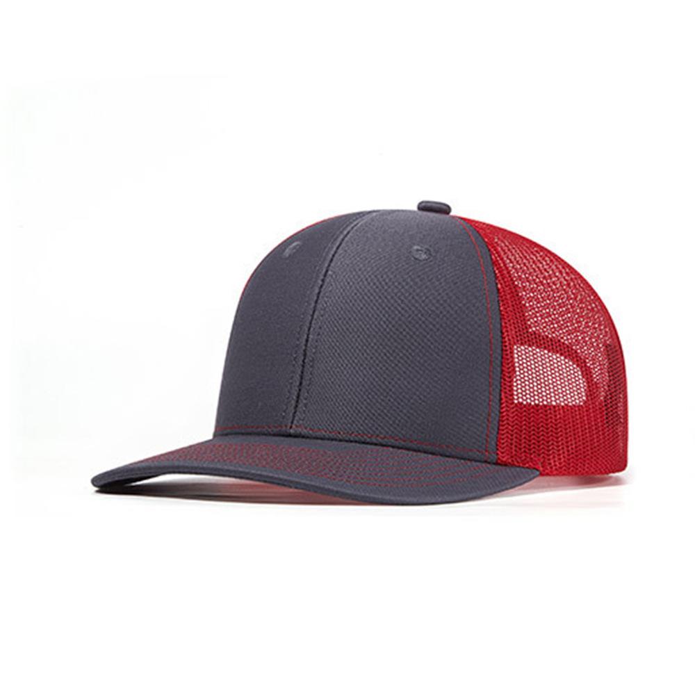 Dark Gray Red Mesh Summer Sunshade Sun Protection Curved Brim Mesh Cap Travel School Advertising Embroidery Baseball Cap