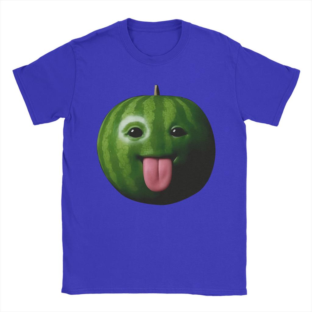 Herren Lustiges albernes KI-Wassermelonen-Gen-Z-Meme BrainRot-Humor Zunge raus T-Shirt Reines Baumwoll-Rundhals-T-Shirts Sommer-T-Shirts
