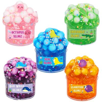 70 ml Squishy Balçık Prank Duyusal Oyuncaklar Okyanus Tema Mühür Denizanası Kirpi Balığı Büyük Parçacıklar Kristal Çamur Stres Rahatlatıcı Oyuncak Hediye