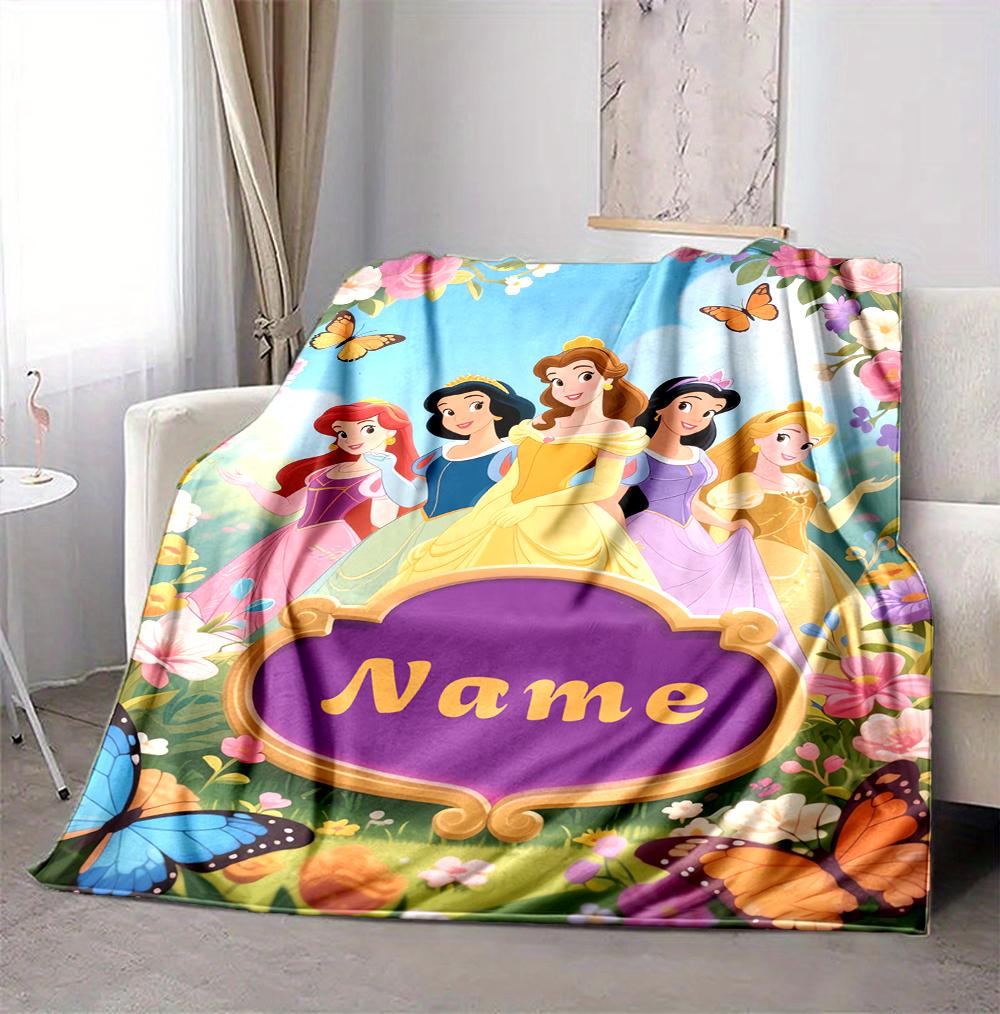 Custom Name Butterfly Garden Flannel Blanket Throw Blanket Soft Warm Sofa Bed Home Decor Unique Gift