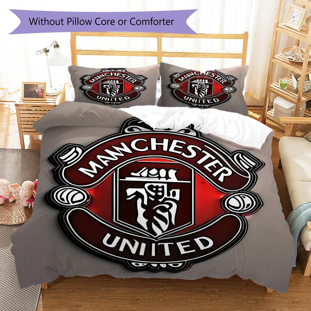 Set Lenzuola Trapunta Manchester United Copripiumino Federa Decorazione Casa Regalo di Compleanno (1 * copripiumino + 2 * federa, senza nucleo)