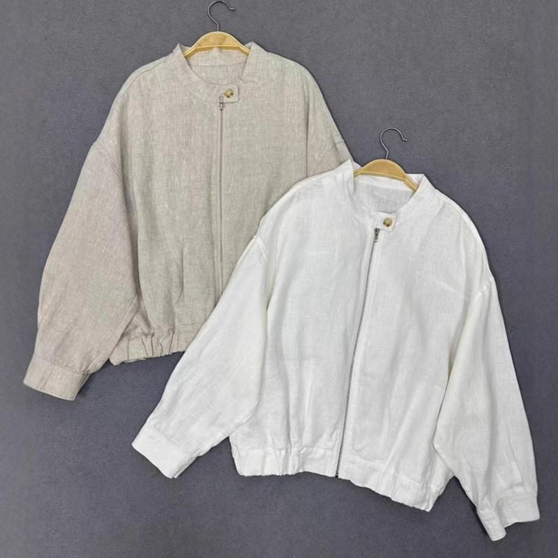 

Johnature Stand Collar Spring AutumnLong Sleeve Women Loose Versatile Vintage Cropped Casual Coats M