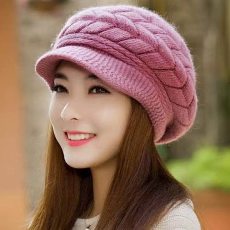 Autumn and Winter Hat Women's Ear Protection Wool Hat Duck Tongue Beret Fleece Thickened Warm Knitted Hat