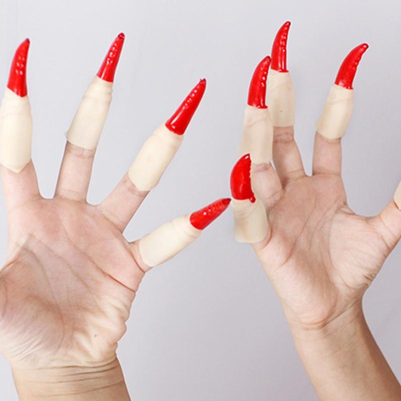 Witch Fingers Nails Halloween Costume Props Fake Witch Nose for Party Club