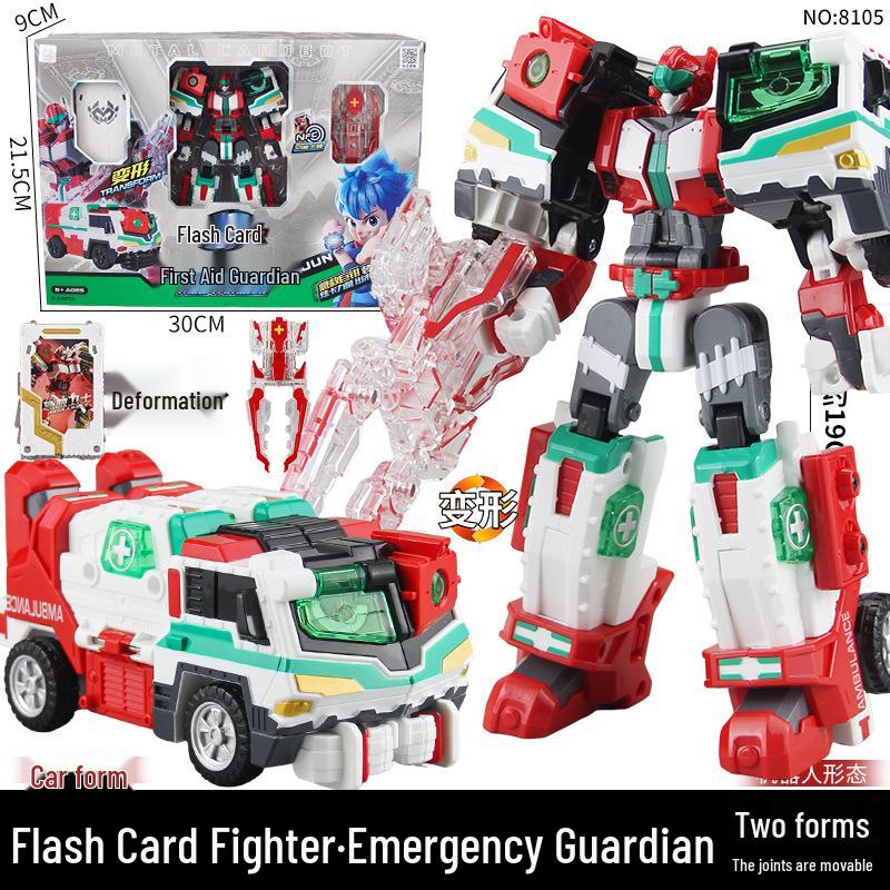 Xuan Card Fighter 2: Blue Lightning Thunder King Flame Dragon Transforming Robot Car Toy