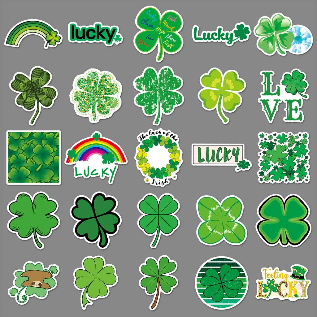 50 Klee-Doodle-Aufkleber Cartoon Glückspflanzen-Aufkleber DIY Skateboard Koffer Aufkleber Wasserdicht