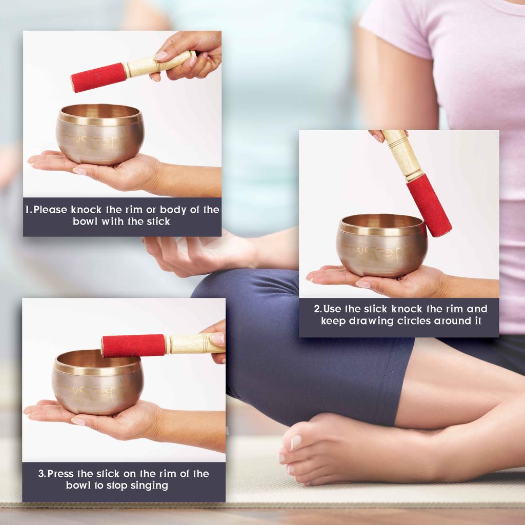 IBA Indianbeautifulart Tibetská mísa hudební nástroj pro meditaci W Stick & Cushion