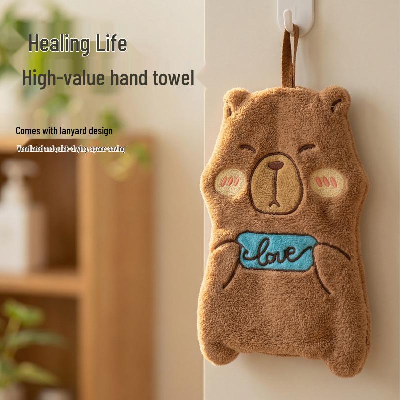 Cute Cartoon Hand Towel for Kids - Absorbent & Thick Hanging Towel for Kitchen or Bathroom