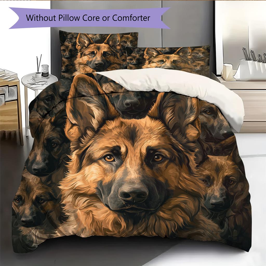 German Shepherd Pattern Bedding Home Decoration Birthday Gift (1 * Duvet Cover + 2 * Pillowcase, Without Core)