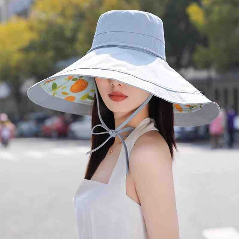 

Spring and summer new cm oversized brim sunscreen sunshade double-sided sun hat women s UV protection Average size