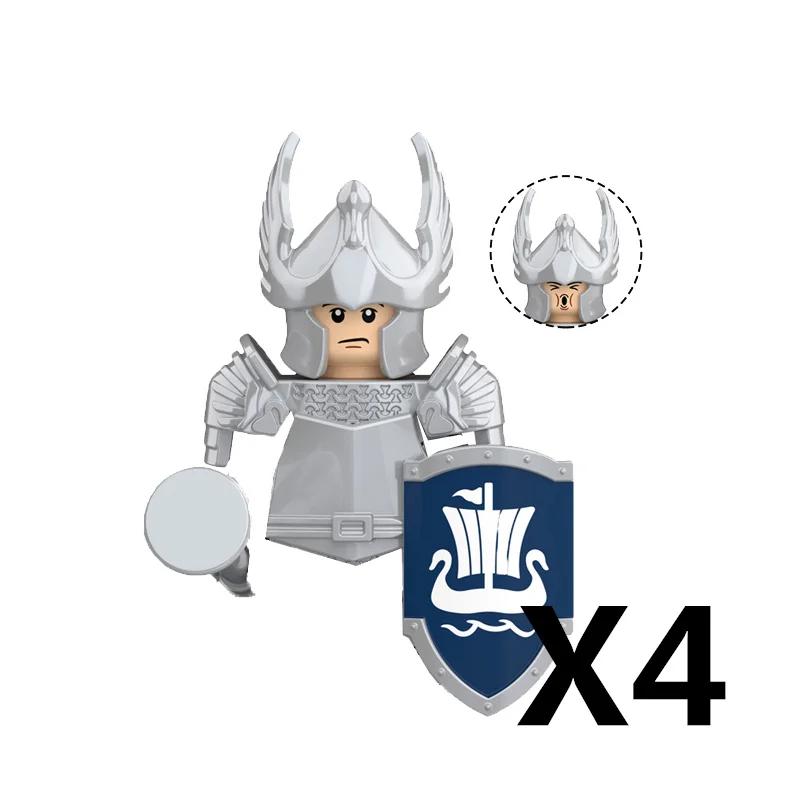 MOC Středověcí rytíři Orkové Stavební kostky Figurky Hračka Vojáci Stráž Zbraně Luky Šípy Štít Brnění Vlajky Pochodně T016
