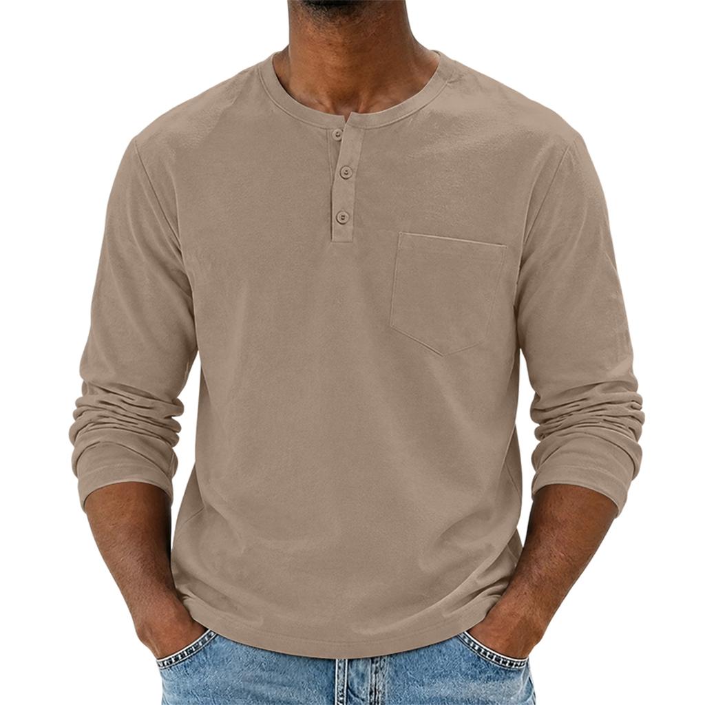 Herren Langarm Rundhals-Shirt Schmal Geschnitten Atmungsaktiv Lässiges Basisschicht-Oberteil für den Alltag