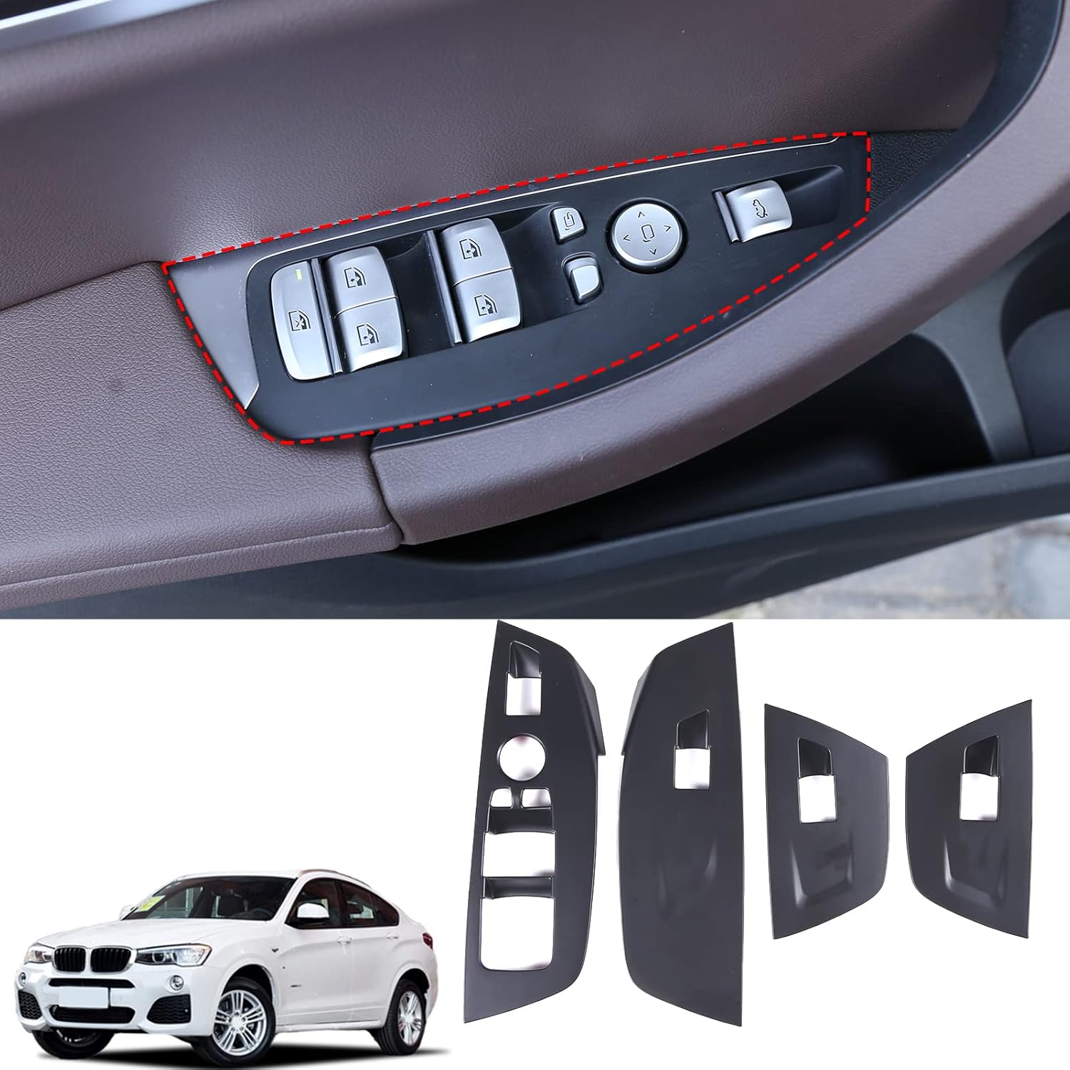 HAPPYHORSE Car Window Lift Switch Button Cover Trim for BMW X3 X4 G01 G02 2018 2019 2020 fit Left Hand Drive (Matte Black) матовый черный