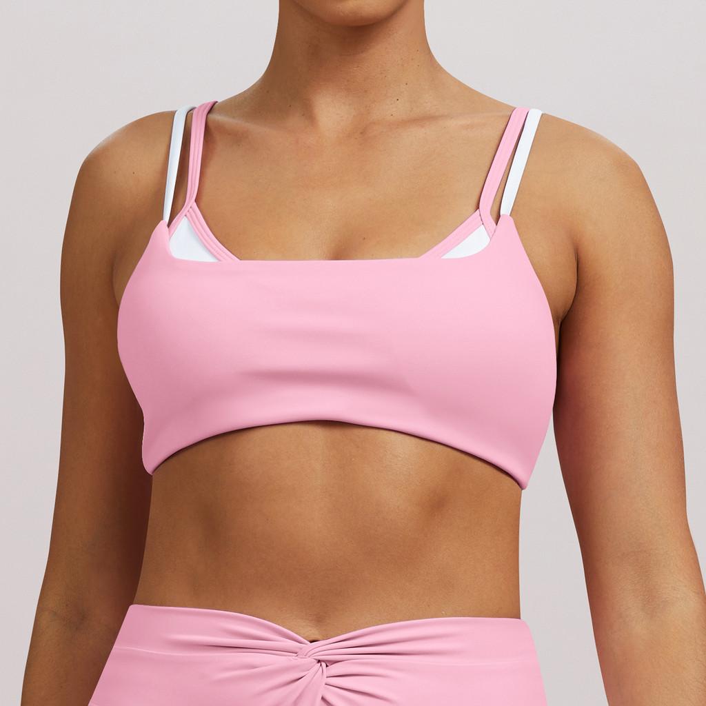 Nude Feeling Double Strap Yoga Bra With Chest Pad For Fitness And Sport Activities