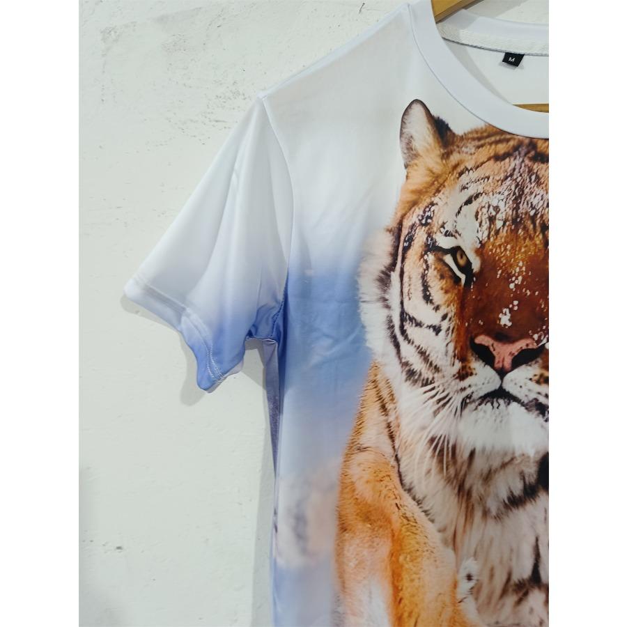 Summer White Tiger 3D Printed T Shirts Round Neck Streetwear Casual Stretch Soft T Shirt Men Plus Size European Male Tee Shirts