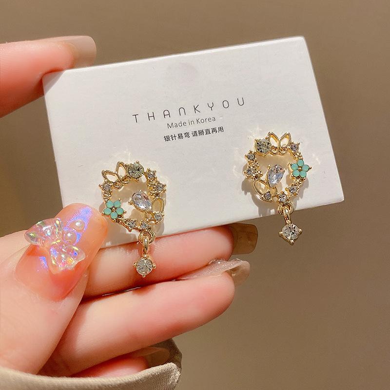Summer Fresh Korea Style Cute Butterfly Flower Zircon Eardrop Earring For Women Girls Party Earring Jewelry Gifts Trending