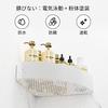 Orimade Magnetic Bathroom Corner Rack with 4 Hooks, White, Approx. W34 X D23 X H8cm, Bathroom Rack, Bath Toy Storage, Shower Hooks, Two-Tier Drainer