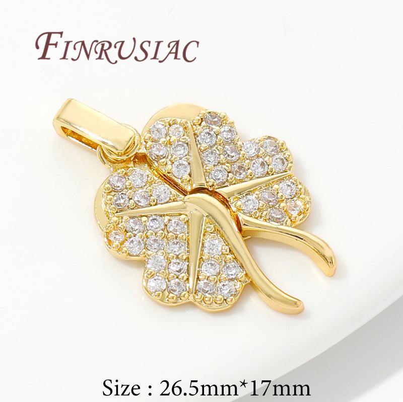 18K Real Gold Plated Charms For Jewelry Necklace Accessories Brass With Zircon Heart Pendants DIY Jewelry Making Supplies