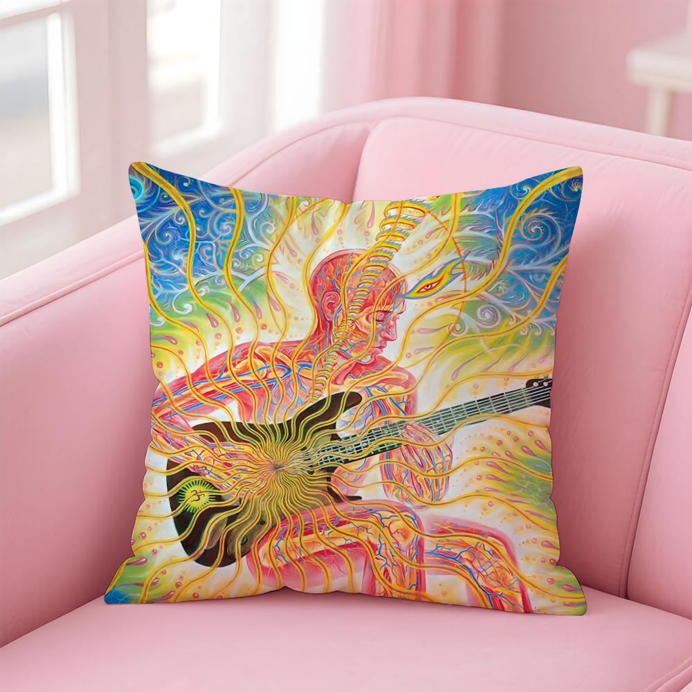 A-Alex GreyS Trippy Psychedelic Cushion Cover Comfortable Reversible Pillow Cover Ideal for Car Sofa Bedroom & Beyond