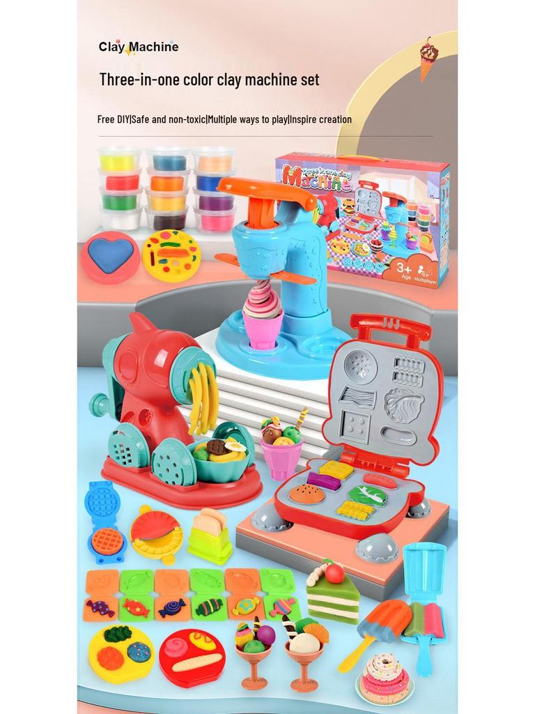DIY Cake & Ice Cream Play Dough Noodle Maker Set - Clay Molds & Tools for Kids