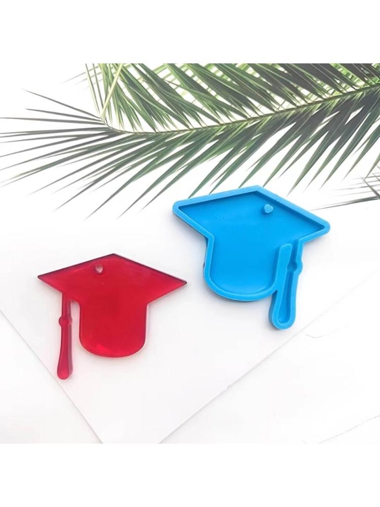 Glossy Silicone Mold Graduation Season Doctor Hat Keychain Mold  Pendant Ornaments Jewelry Epoxy Resin Crafting Molds