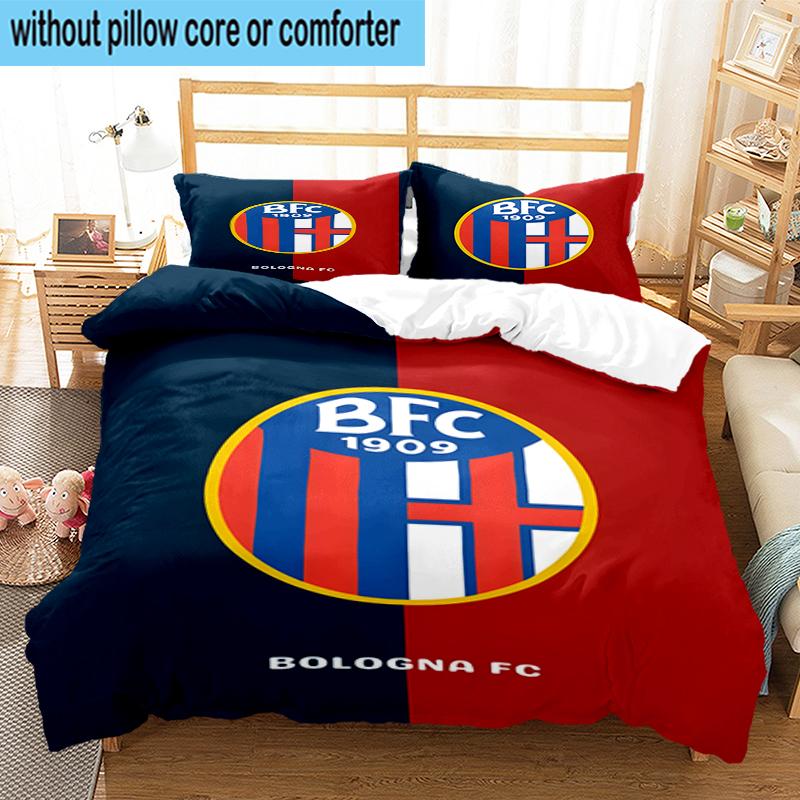 3PCS Football Bologna Bedding Set,Including 1pc Duvet Cover And 2pcs Pillowcases Perfect for Bedroom, Dormitory, Fan Christmas gift