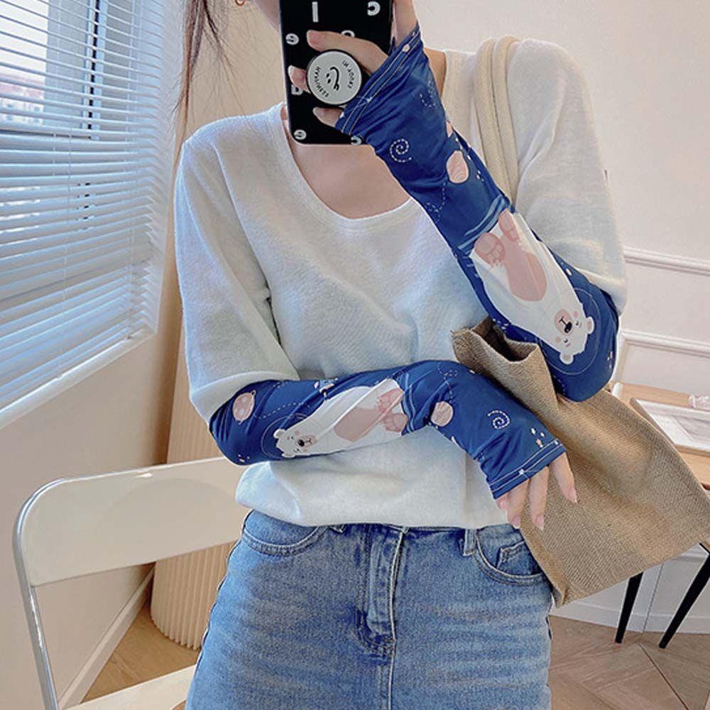 

Sun Protection Cycling Gradient Color Arm Warmers Sun Cool Sleeves UV Protection Sleeves Cartoon F