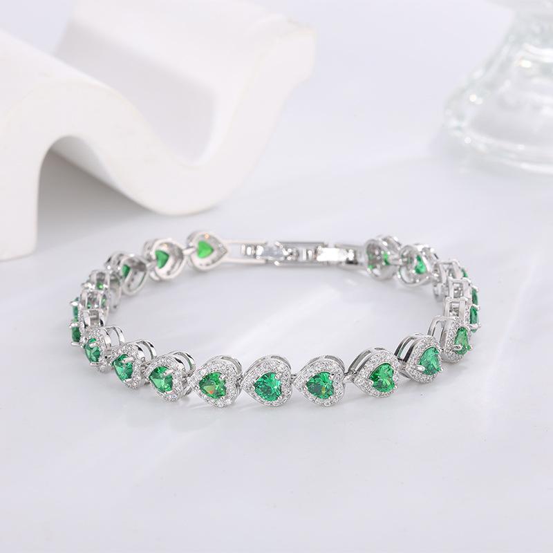 Jewelry Cultivated Ruby Emerald Bracelet Heart Shaped Exquisite Sapphire Bracelet Jewelry