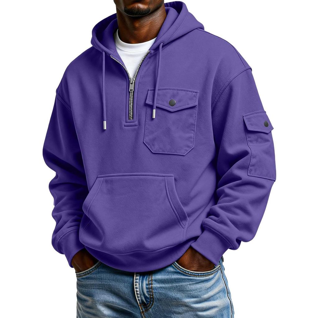 Men's Solid Color Sweatshirt Hoodie Men's Sports Large Size Casual Sweatshirt