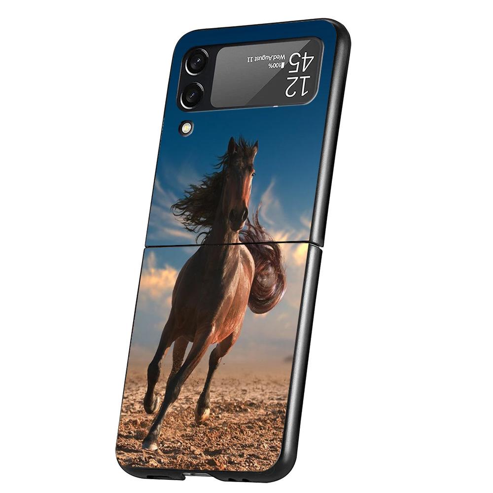 Horse Great Beauty Galloping Cover Phone Case For Samsung Galaxy Z Flip 7 6 5 4 3 5G Flip7 Flip6 Flip5 Flip4 Flip3 Black Fundas
