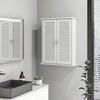 Bathroom Cabinet, Bathroom Wall Cabinet with Louvered Doors and Adjustable Shelf Storage for Kitchen, White
