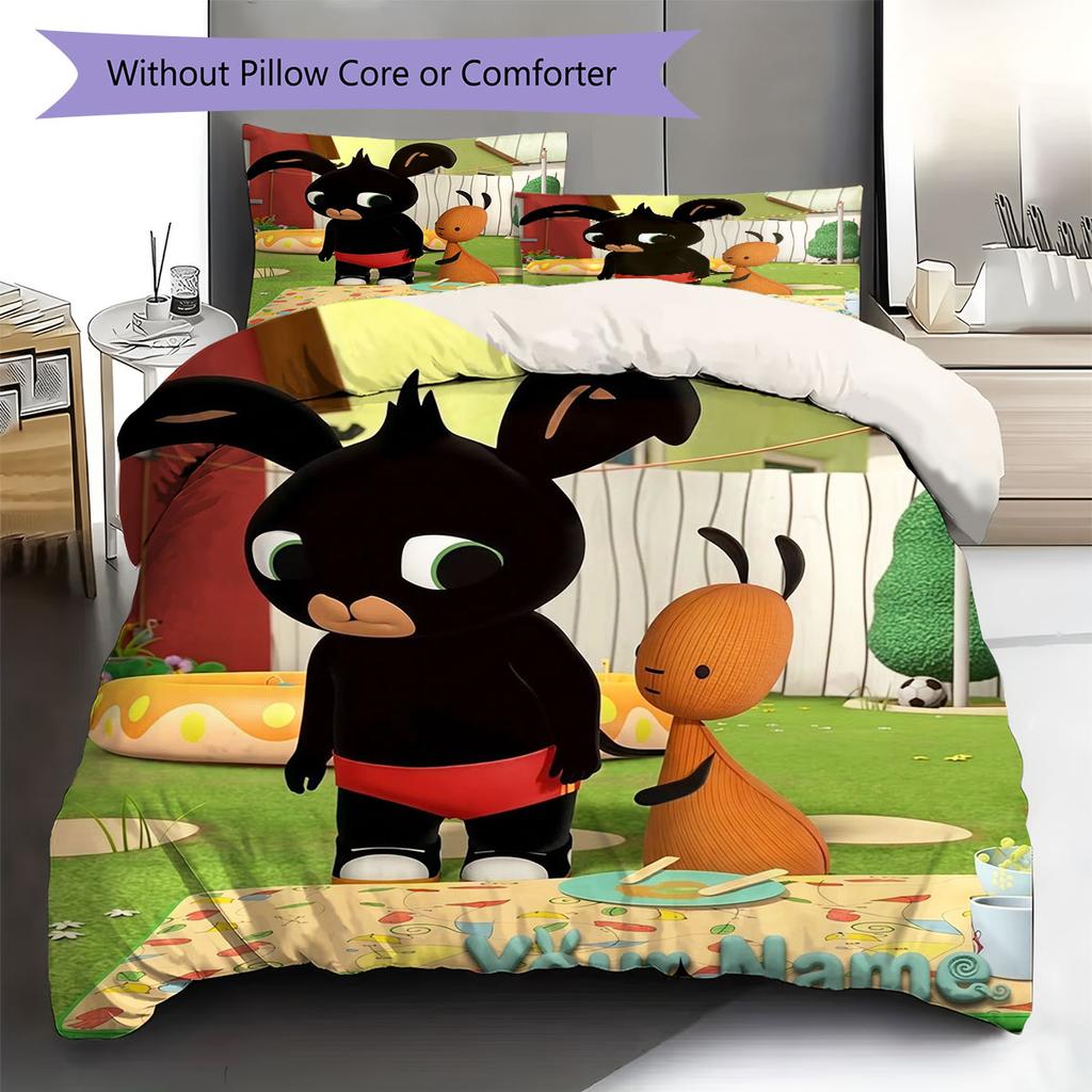 Bing Custom Name Pattern Bedding,Quilt Set Quilt Cover Pillowcase Home Birthday Gift(1 * duvet cover + 2 * pillowcase, without core)