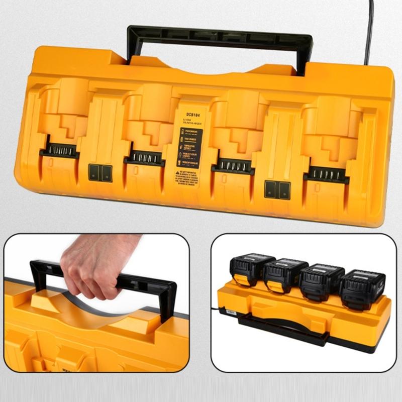 4 Channel Fast Charging Adapter For Dewil 20V Lithium Batteries With LED Indicators And Portable Handle ABS Construction