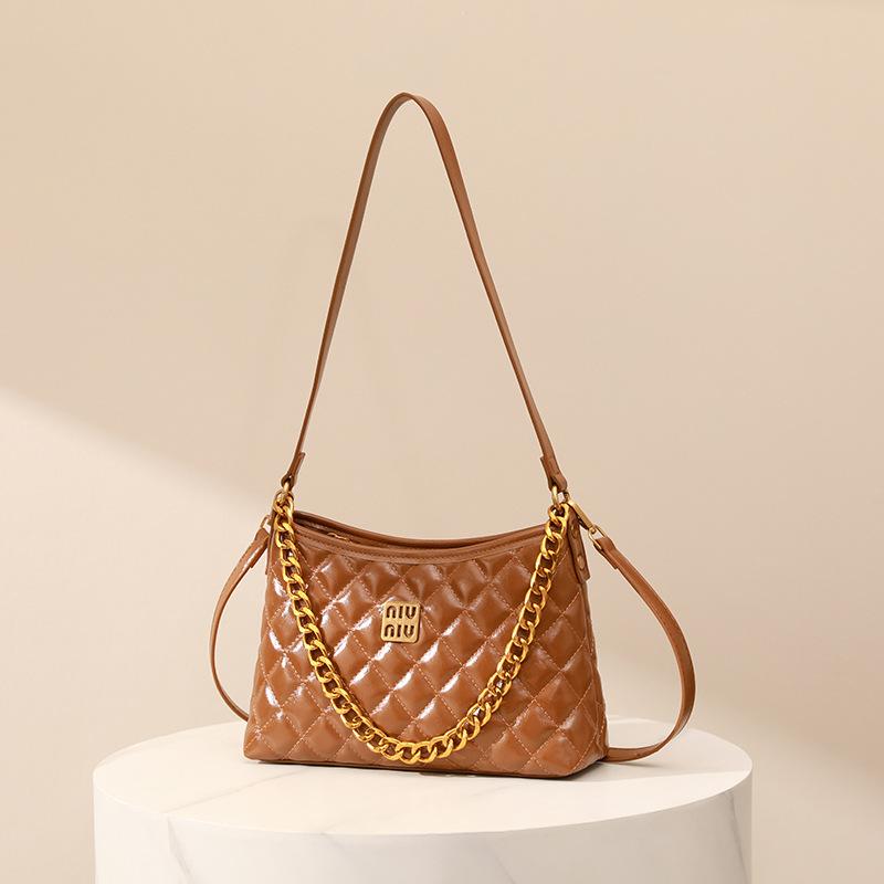 

Французская легкая роскошь, осень-зима, новая сумка-подмышка с бриллиантовой цепочкой для женщин, цвет Майяр, универсальная повседневная сумка через плечо для поездок на работу