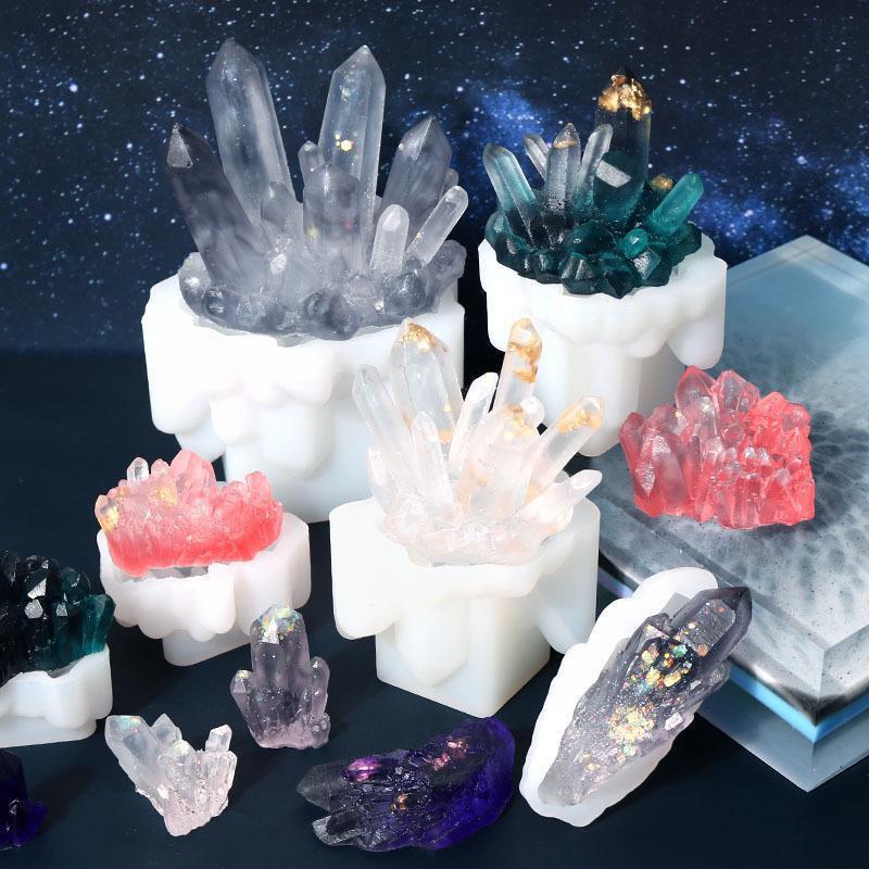DIY Crystal Epoxy Resin Mold Crystal Cluster Stone Ornaments Frosted Decorative Silicone Mold