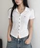 Maegolenseoul Metal Tri-Eclipse Open Polo Shirt White