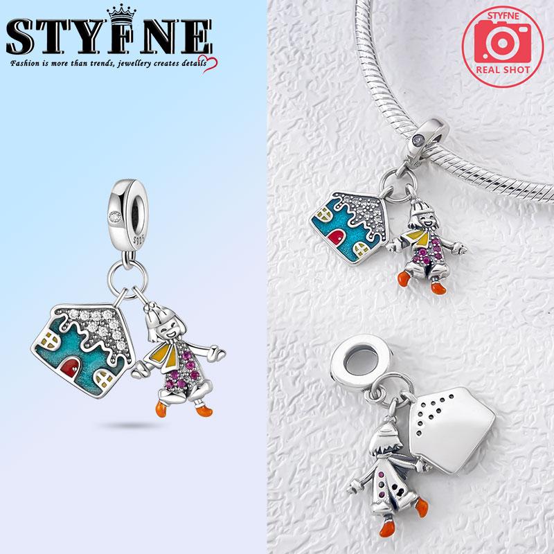 Copper Christmas Snowman House Tree Bells Charms Beads Pendant For Original Bracelet Woman Girl Jewelry